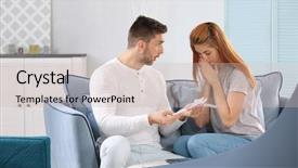  Presentation with taxes - Presentation having budget family household - young couple calculating taxes background and a  colored foreground