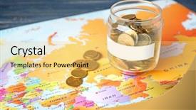  Presentation with budget - Audience pleasing theme consisting of budget holidays - glass jar with coins backdrop and a yellow colored foreground