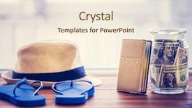  Presentation with budget - Slide deck enhanced with budget holidays - objects for travel isolated background and a cream colored foreground