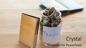  Presentation with travel - Beautiful presentation theme featuring budget holidays - objects for travel isolated backdrop and a coral colored foreground