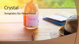  Presentation with travel - Beautiful PPT theme featuring budget holidays - objects for travel isolated backdrop and a yellow colored foreground