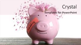  Presentation with budget - Slide deck with budget holidays - piggy bank with wedding veil background and a lemonade colored foreground