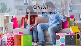  Presentation with budget - PPT layouts consisting of budget holidays - young pair after shopping background and a light blue colored foreground