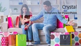  Presentation with pair - Cool new PPT layouts with budget holidays - young pair after shopping backdrop and a light blue colored foreground