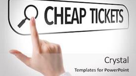  Presentation with cheap - Slide set enhanced with budget hotel - cheap tickets written in search background and a light gray colored foreground