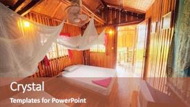  Presentation with asian bamboo - Cool new slides with budget hotel - interior of asian bamboo bungalow backdrop and a  colored foreground