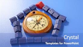 Presentation with compass - Cool new theme with budget hotel - miniature model house with compass backdrop and a teal colored foreground