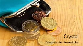  Presentation with euro - Colorful PPT layouts enhanced with budget money - empty wallet with a few backdrop and a yellow colored foreground