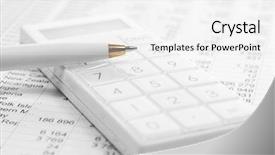  Presentation with financial accounting - Slides with budget money - financial accounting pen and calculator background and a white colored foreground