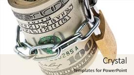  Presentation with dollar lock - Cool new PPT layouts with budget money - many dollar bills are locked backdrop and a lemonade colored foreground