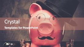  Presentation with hat - Slide set consisting of piggybank in glasses and hat background and a red colored foreground