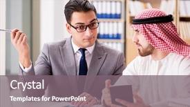  Presentation with arab - Presentation design featuring budget oil - diverse business concept with arab background and a gray colored foreground