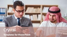  Presentation with arab - Slide deck with budget oil - diverse business concept with arab background and a coral colored foreground