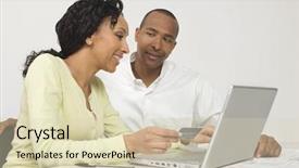  Presentation with budget - Slides consisting of budget plan - happy african american couple paying background and a soft green colored foreground