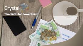  Presentation with budget - Presentation theme with budget planning with colombian money background and a gray colored foreground