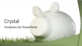  Presentation with piggy bank - PPT theme consisting of budgect planning - piggy bank on grass background and a  colored foreground