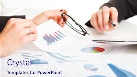  Presentation with business review - Presentation with budget review - business people discussing background and a sky blue colored foreground