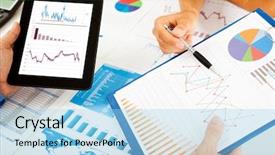  Presentation with business review - Presentation design consisting of budget review - business people discussing background and a light blue colored foreground