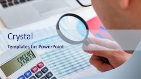  Presentation with finance - Slides enhanced with budget review - finance analyst looking and financial background and a sky blue colored foreground