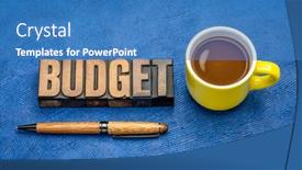  Presentation with abstract business - Amazing PPT theme having budget-word-abstract-in-vintage backdrop and a teal colored foreground
