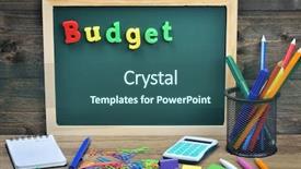  Presentation with school budget - Presentation having budget word on school board background and a ocean colored foreground