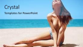  Presentation with woman nude body - Audience pleasing theme consisting of budism - nude beautiful woman backdrop and a light blue colored foreground