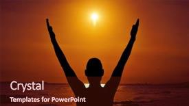  Presentation with sea sun - PPT theme consisting of budism - silhouette of a young man background and a tawny brown colored foreground