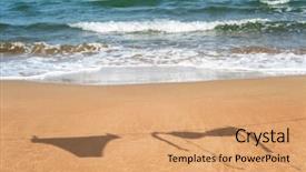  Presentation with sand - PPT theme featuring budism - silhouette of the two pieces background and a coral colored foreground