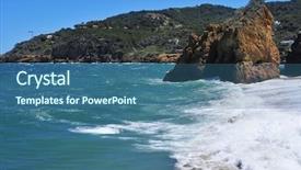  Presentation with little beach cala esmeralda cala - Slide deck consisting of budism - view of the cala illa background and a  colored foreground