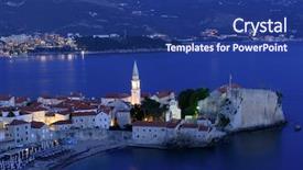  Presentation with night - Presentation having budva old town castle night background and a  colored foreground