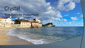  Presentation with sunset - Colorful slides enhanced with budva old town castle sunset backdrop and a  colored foreground