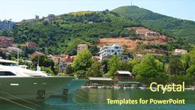  Presentation with europe - Slide set enhanced with budva resort in montenegro europe background and a  colored foreground