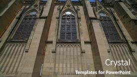  Presentation with pastor - Amazing PPT theme having buen-pastor-cathedral backdrop and a gray colored foreground