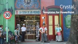  Presentation with cities - Audience pleasing PPT theme consisting of buenos-aires-nov-30-street backdrop and a ocean colored foreground
