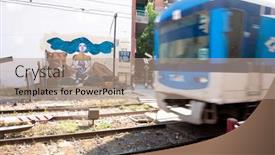  Presentation with cities - Colorful presentation design enhanced with buenos-aires-nov-30-street backdrop and a coral colored foreground