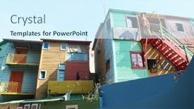  Presentation with cities - Colorful PPT theme enhanced with eared terrapin trachemys scripta elegan backdrop and a coral colored foreground