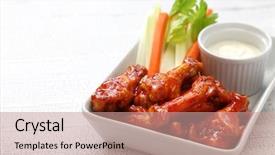  Presentation with food chicken - Cool new PPT layouts with buffalo chicken wings american food backdrop and a coral colored foreground