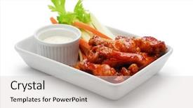  Presentation with food chicken - Presentation theme featuring buffalo chicken wings american food background and a light gray colored foreground