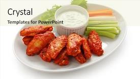  Presentation with blue cheese - Audience pleasing PPT theme consisting of buffalo chicken wings with blue backdrop and a soft green colored foreground
