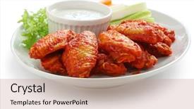  Presentation with blue cheese - Presentation design consisting of buffalo chicken wings with blue background and a coral colored foreground