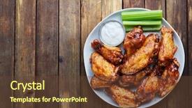  Presentation with celery - Beautiful slide deck featuring buffalo chicken wings with ranch backdrop and a tawny brown colored foreground