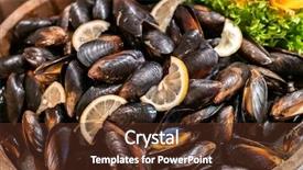  Presentation with seafood - PPT layouts having buffect - black mussel in seafood background and a tawny brown colored foreground