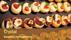  Presentation with food fish - Theme featuring fish arranged on banquet table background and a red colored foreground