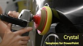  Presentation with repair shop - Amazing slides having buffer machine in repair shop backdrop and a wine colored foreground