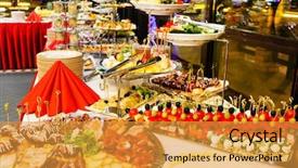  Presentation with appetizer - Amazing slide deck having buffet - tasty appetizer backdrop and a gold colored foreground