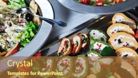 Presentation with catering - Audience pleasing slides consisting of buffet catering food arangement on table backdrop and a red colored foreground