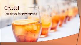  Presentation with banquet - PPT theme with buffet line - glass of alcohol cocktail banquet background and a lemonade colored foreground