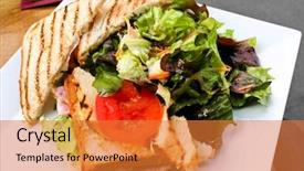  Presentation with bacon - Colorful theme enhanced with buffet lunch - sandwich with bacon - chicken backdrop and a gold colored foreground