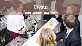  Presentation with customers - Amazing presentation having buffet open - four customers around a bar backdrop and a violet colored foreground