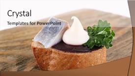  Presentation with prebiotics probiotics a wooden - Audience pleasing PPT theme consisting of buffet open - herring with beets on rye backdrop and a  colored foreground